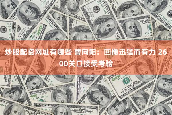 炒股配资网址有哪些 曹向阳：回撤迅猛而有力 2600关口接受